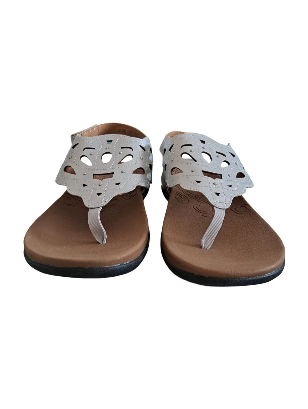 Rockport Ridge Slingback Laser Cut Silver Women Sandals Size 9.5M New With Box